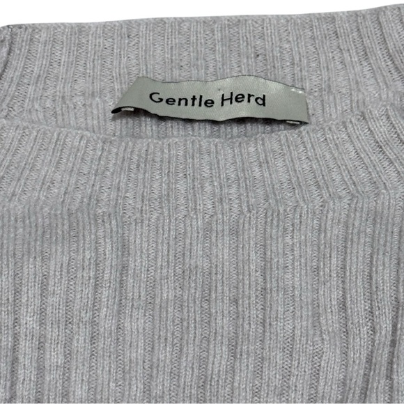Gentle Herd 100% Wool Ribbed Sweater Size M Gray Long Sleeve Crewneck Knit Top - Picture 4 of 8